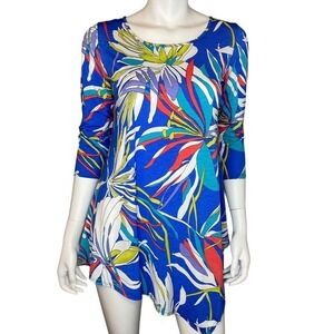 CLARA SUN WOO Stretch Jersey Knit Multicolor Tunic Top‎ Long Sleeves Size XS